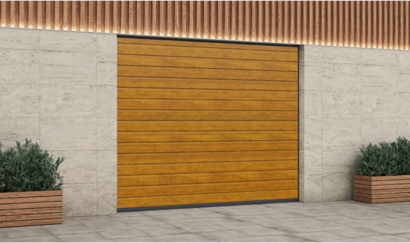 ворота АЛЮТЕХ Цвет ворот - Золотой дуб