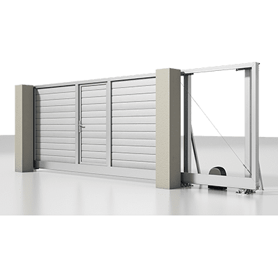 Откатные ворота с калиткой Откатные ворота с калиткой