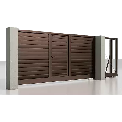 Откатные ворота с калиткой Откатные ворота с калиткой